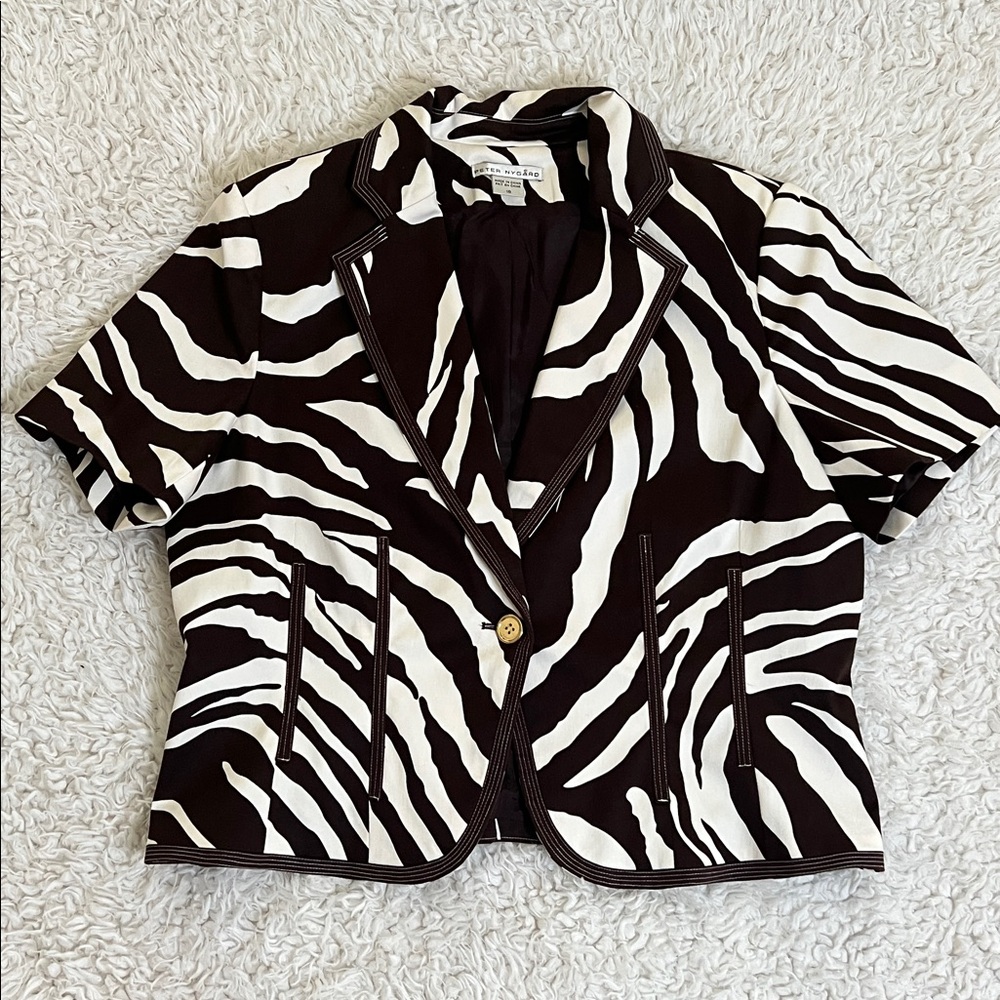 Peter Nygard Zebra Print Jacket Size 16 Short Sleeve Designer - Picture 8 of 12